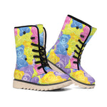 Colorful Gummy Bear Print Winter Boots