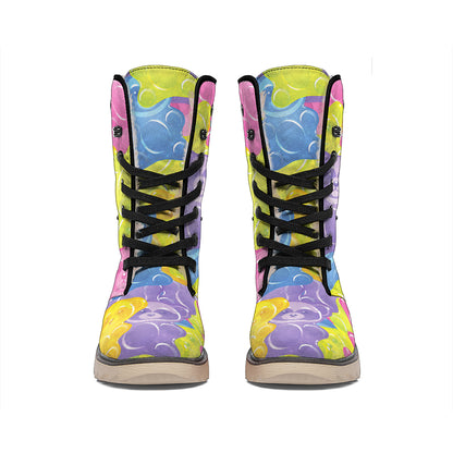 Colorful Gummy Bear Print Winter Boots