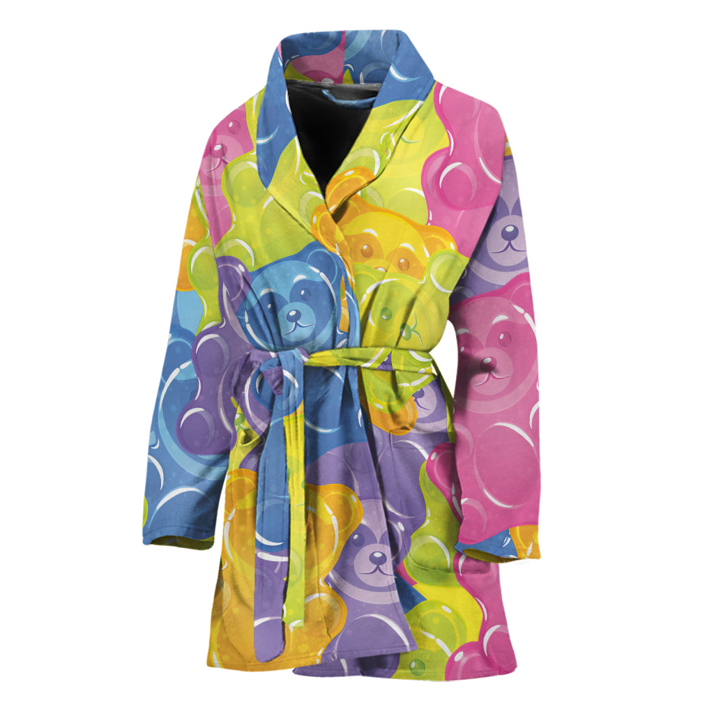 Colorful Gummy Bear Print Women's Bathrobe