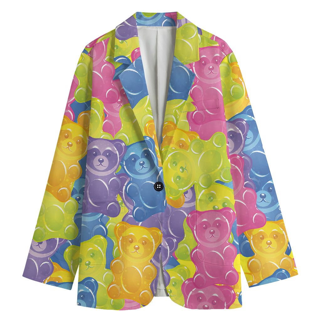 Colorful Gummy Bear Print Women's Blazer