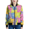 Colorful Gummy Bear Print Women's Bomber Jacket