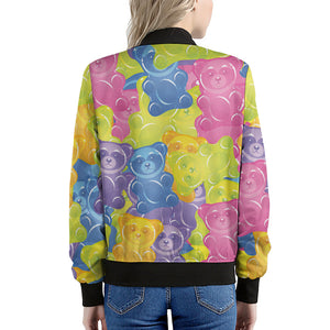 Colorful Gummy Bear Print Women's Bomber Jacket