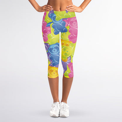 Colorful Gummy Bear Print Women's Capri Leggings