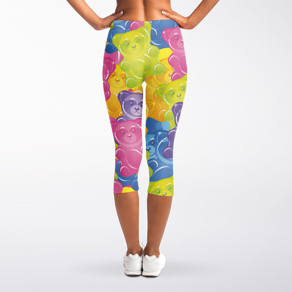 Colorful Gummy Bear Print Women's Capri Leggings