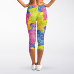 Colorful Gummy Bear Print Women's Capri Leggings