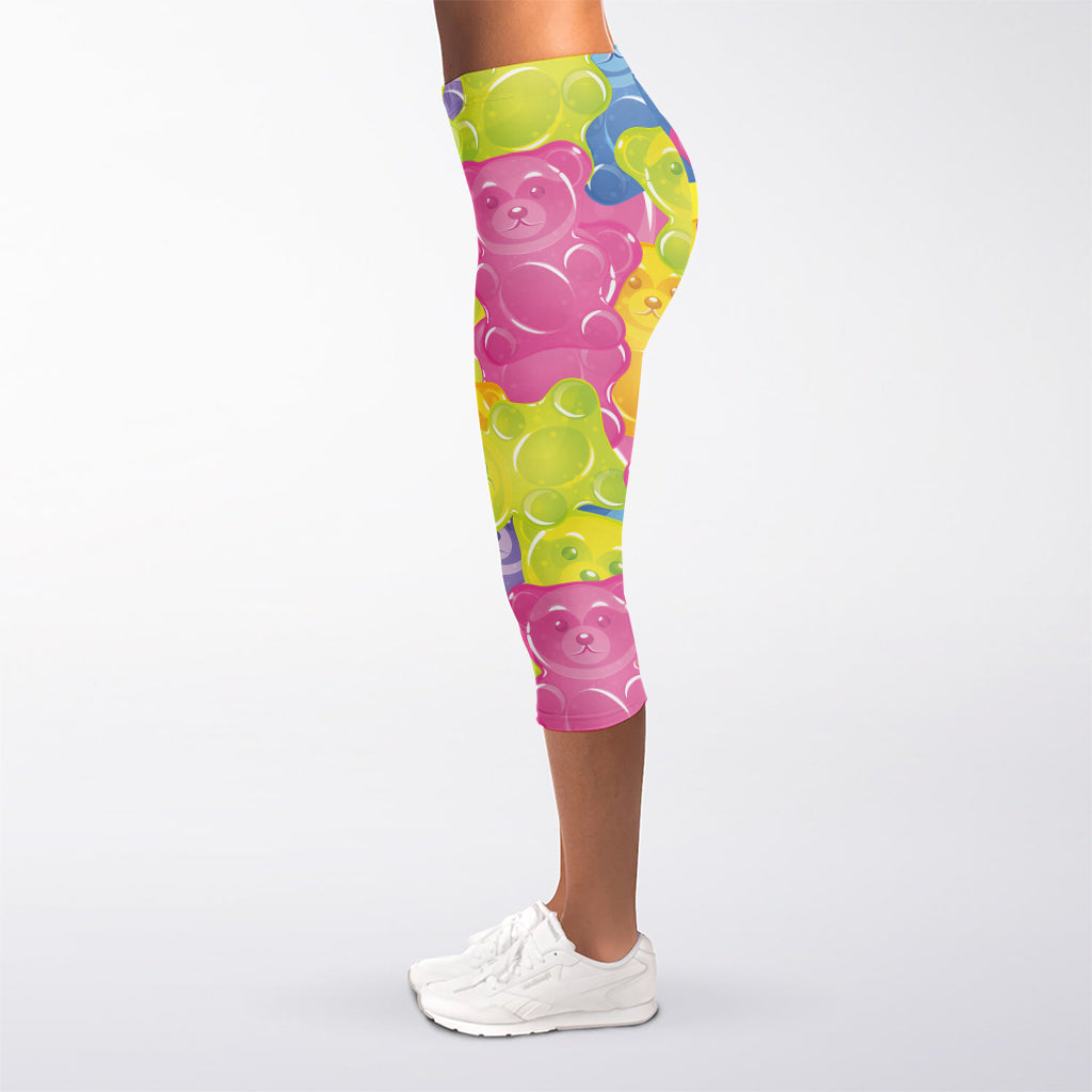 Colorful Gummy Bear Print Women's Capri Leggings