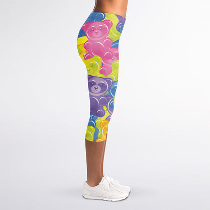Colorful Gummy Bear Print Women's Capri Leggings