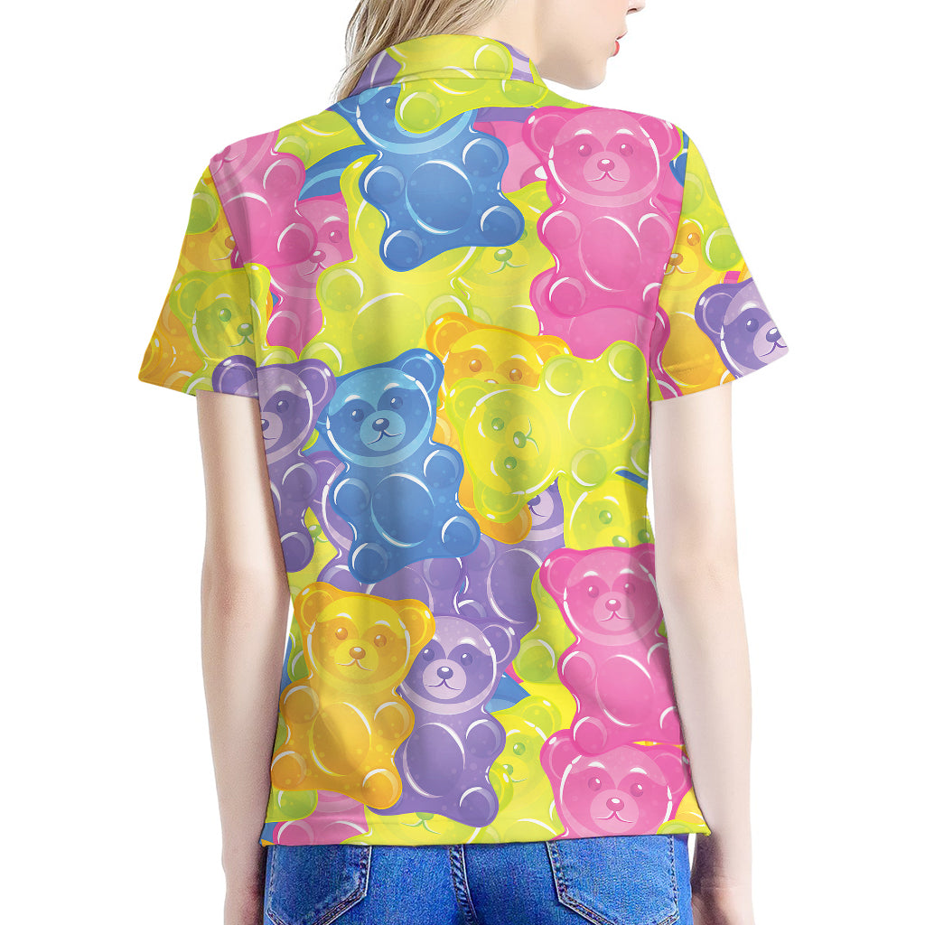 Colorful Gummy Bear Print Women's Polo Shirt