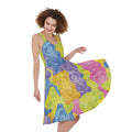 Colorful Gummy Bear Print Sleeveless Knee Length Dress