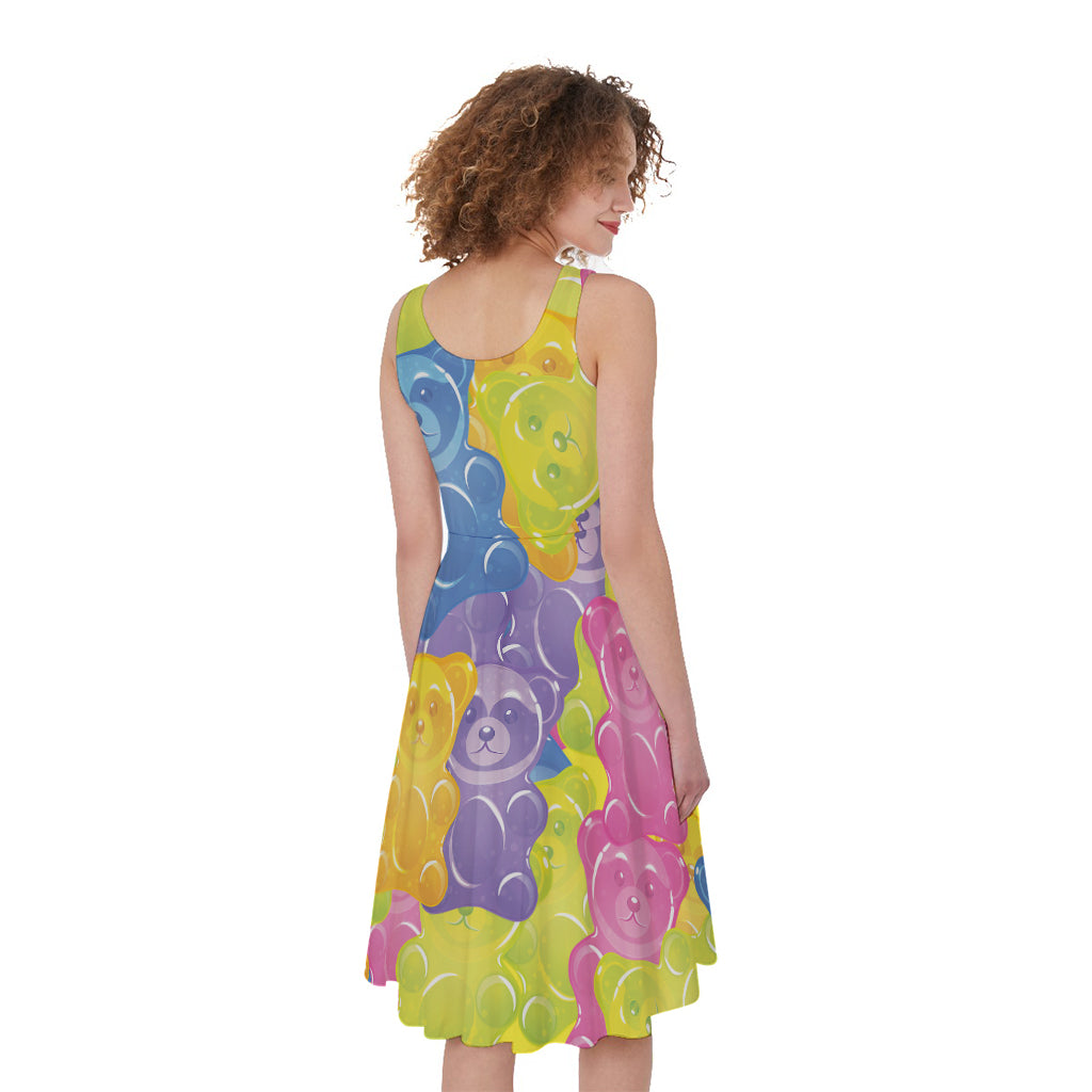 Colorful Gummy Bear Print Women's Sleeveless Dress
