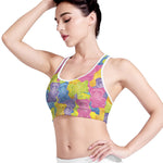 Colorful Gummy Bear Print Women's Sports Bra