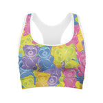 Colorful Gummy Bear Print Women's Sports Bra