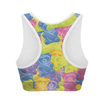 Colorful Gummy Bear Print Women's Sports Bra