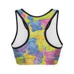 Colorful Gummy Bear Print Women's Sports Bra