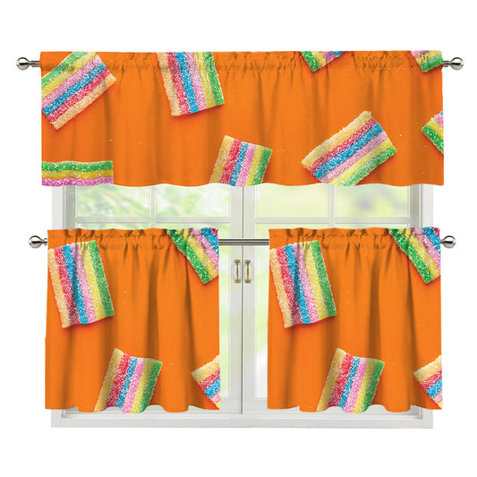 Colorful Gummy Print 3 Piece Kitchen Curtains
