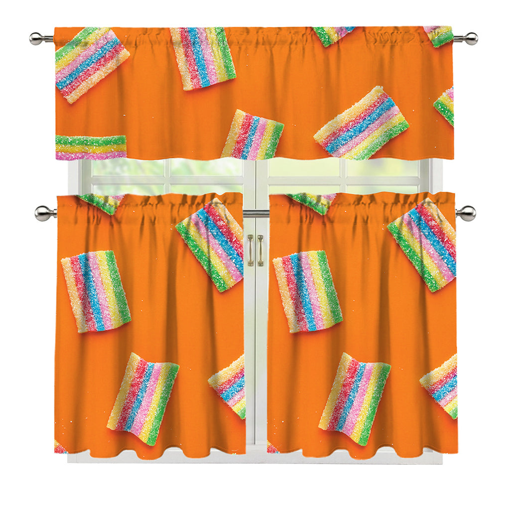 Colorful Gummy Print 3 Piece Kitchen Curtains