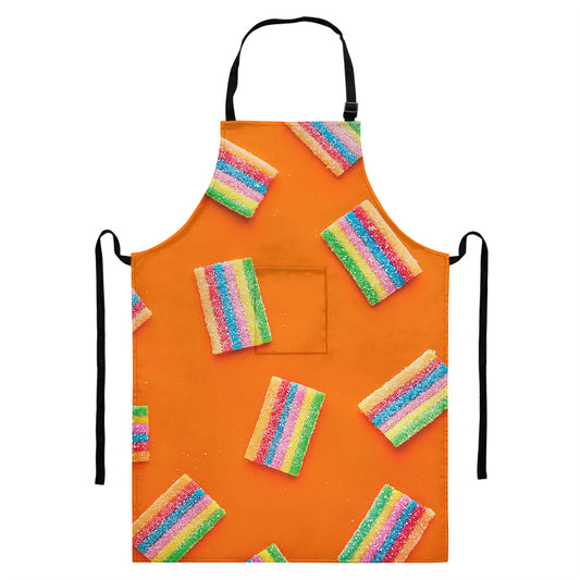 Colorful Gummy Print Bib Apron With Pocket