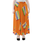 Colorful Gummy Print Chiffon Maxi Skirt