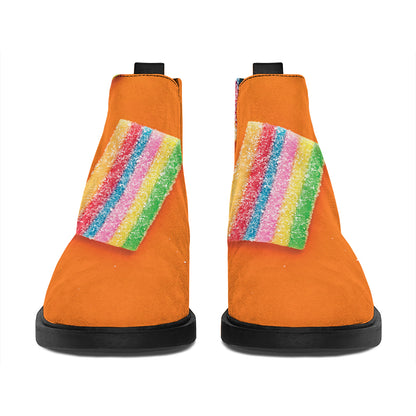Colorful Gummy Print Flat Ankle Boots