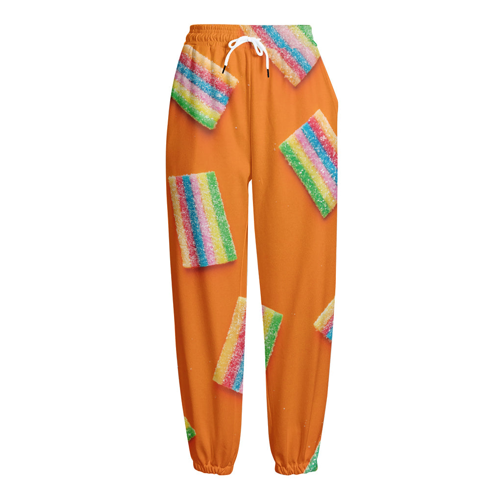 Colorful Gummy Print Fleece Lined Knit Pants