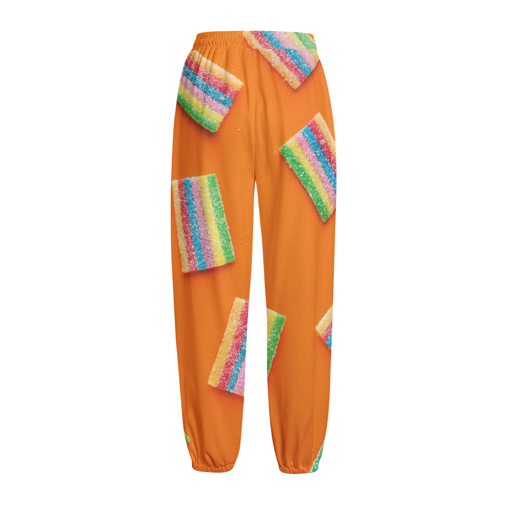 Colorful Gummy Print Fleece Lined Knit Pants