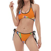 Colorful Gummy Print Halter Scoop Tie Side Bikini