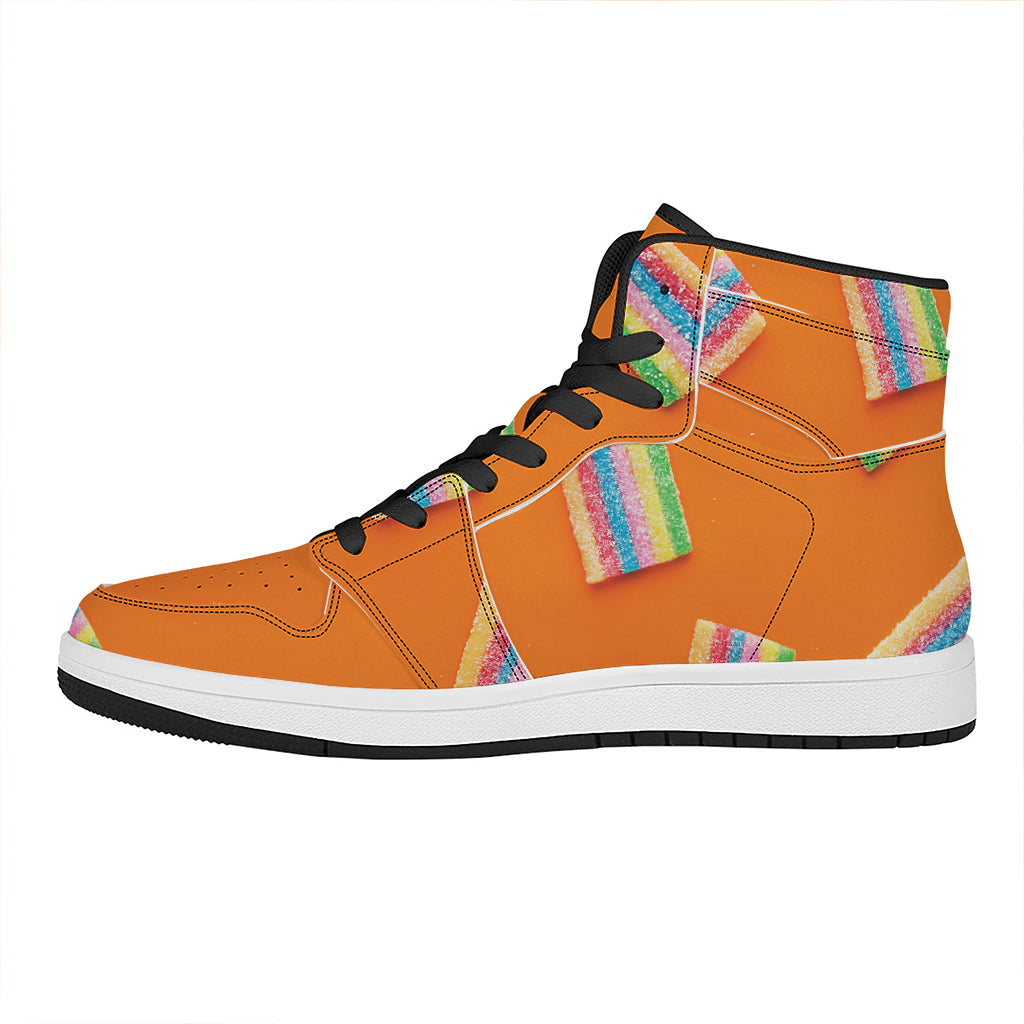 Colorful Gummy Print High Top Leather Sneakers