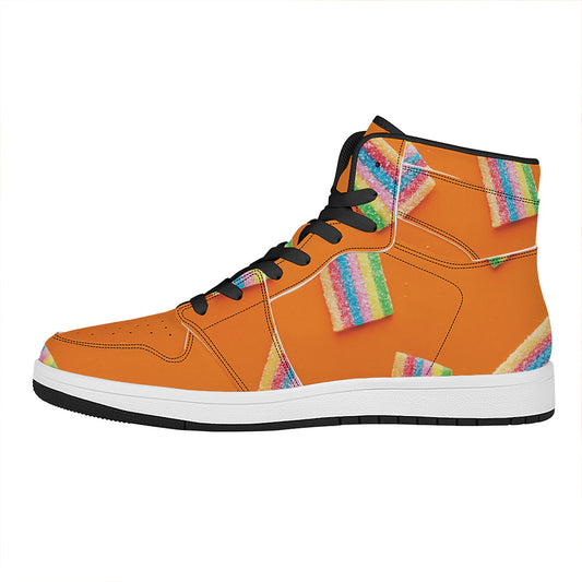 Colorful Gummy Print High Top Leather Sneakers