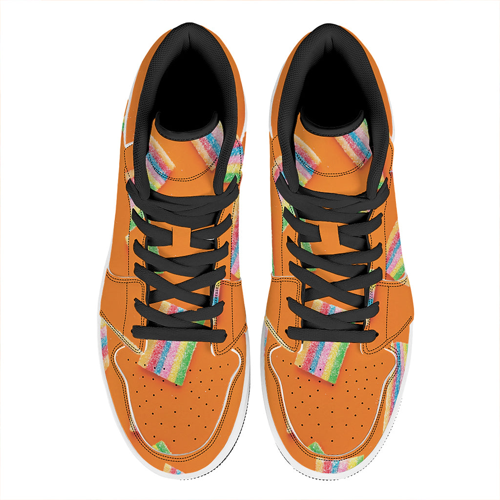 Colorful Gummy Print High Top Leather Sneakers