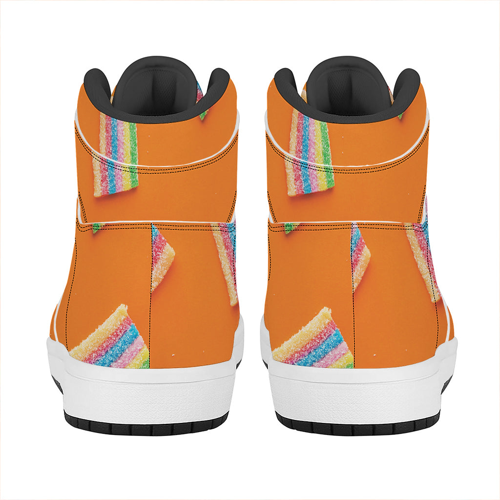 Colorful Gummy Print High Top Leather Sneakers