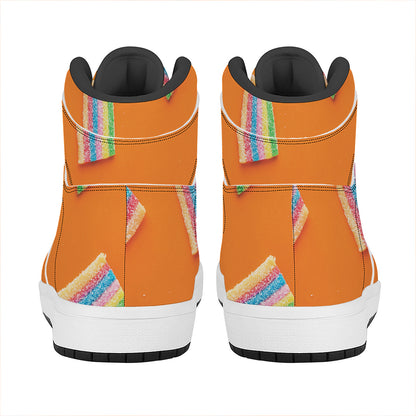 Colorful Gummy Print High Top Leather Sneakers