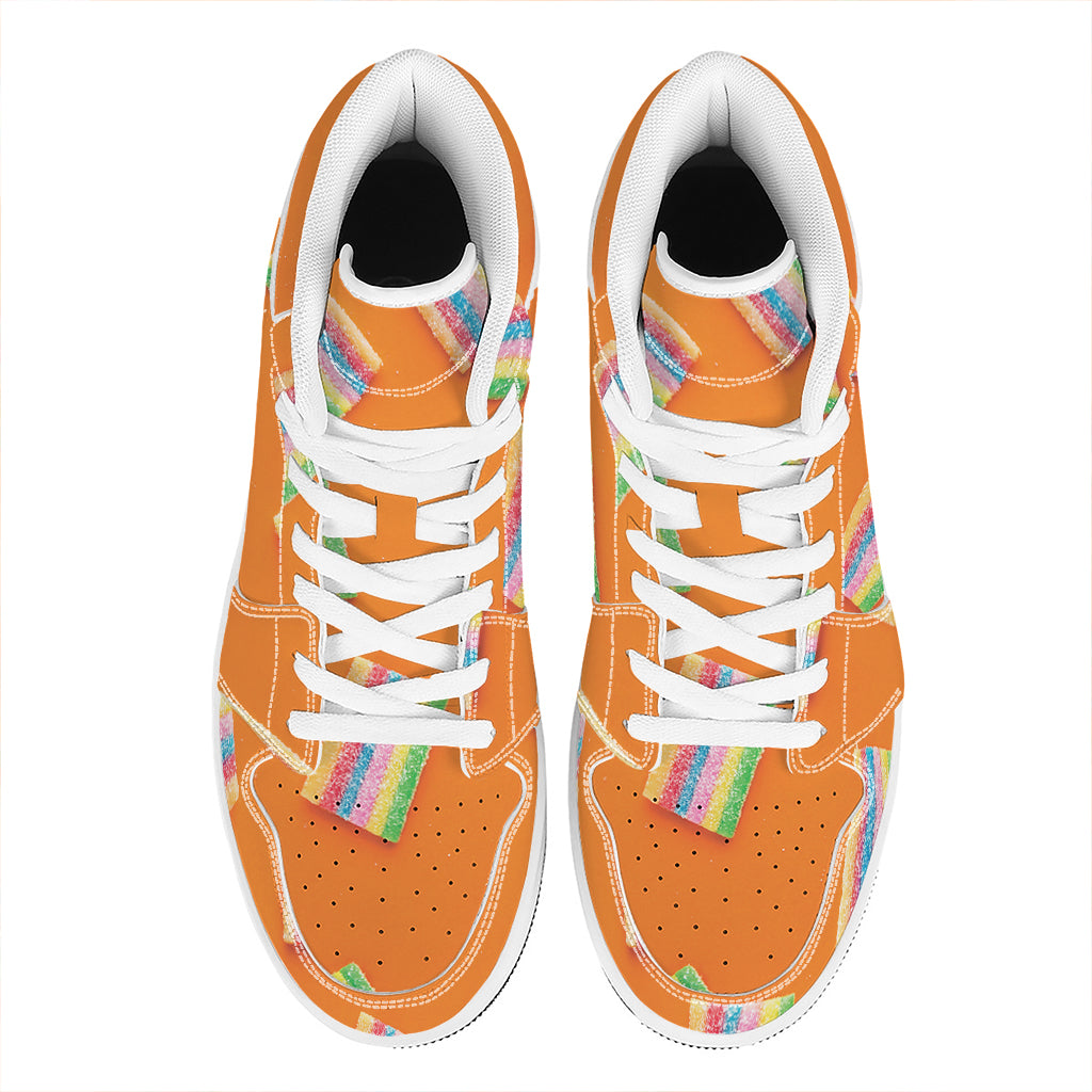 Colorful Gummy Print High Top Leather Sneakers