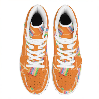 Colorful Gummy Print High Top Leather Sneakers