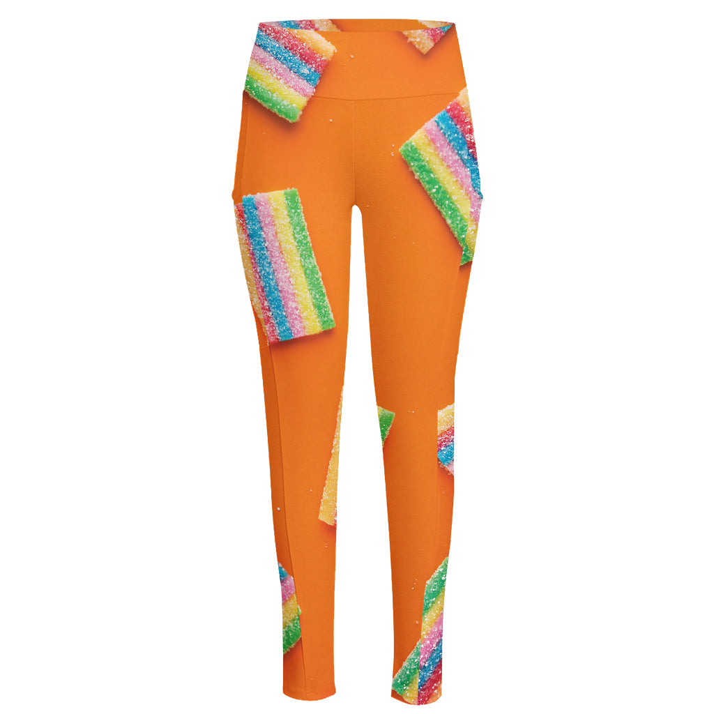 Colorful Gummy Print High-Waisted Pocket Leggings