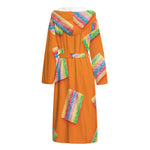 Colorful Gummy Print Hooded Bathrobe