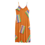 Colorful Gummy Print Jersey Midi Cami Dress