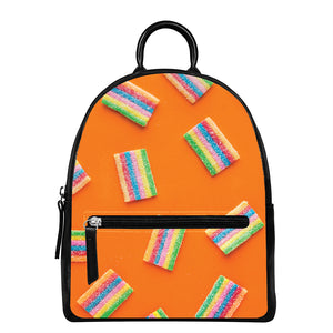 Colorful Gummy Print Leather Backpack