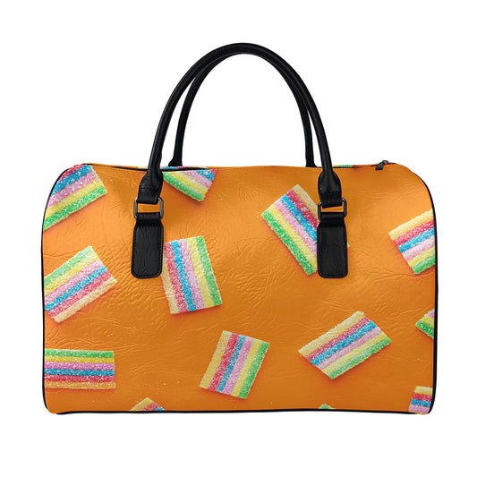 Colorful Gummy Print Leather Duffle Bag