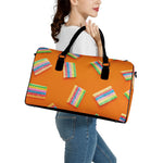 Colorful Gummy Print Leather Duffle Bag