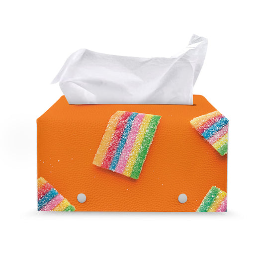 Colorful Gummy Print Leather Tissue Box Cover