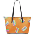 Colorful Gummy Print Leather Tote Bag With Zipper
