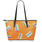 Colorful Gummy Print Leather Tote Bag