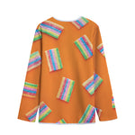 Colorful Gummy Print Long Sleeve Short Coat