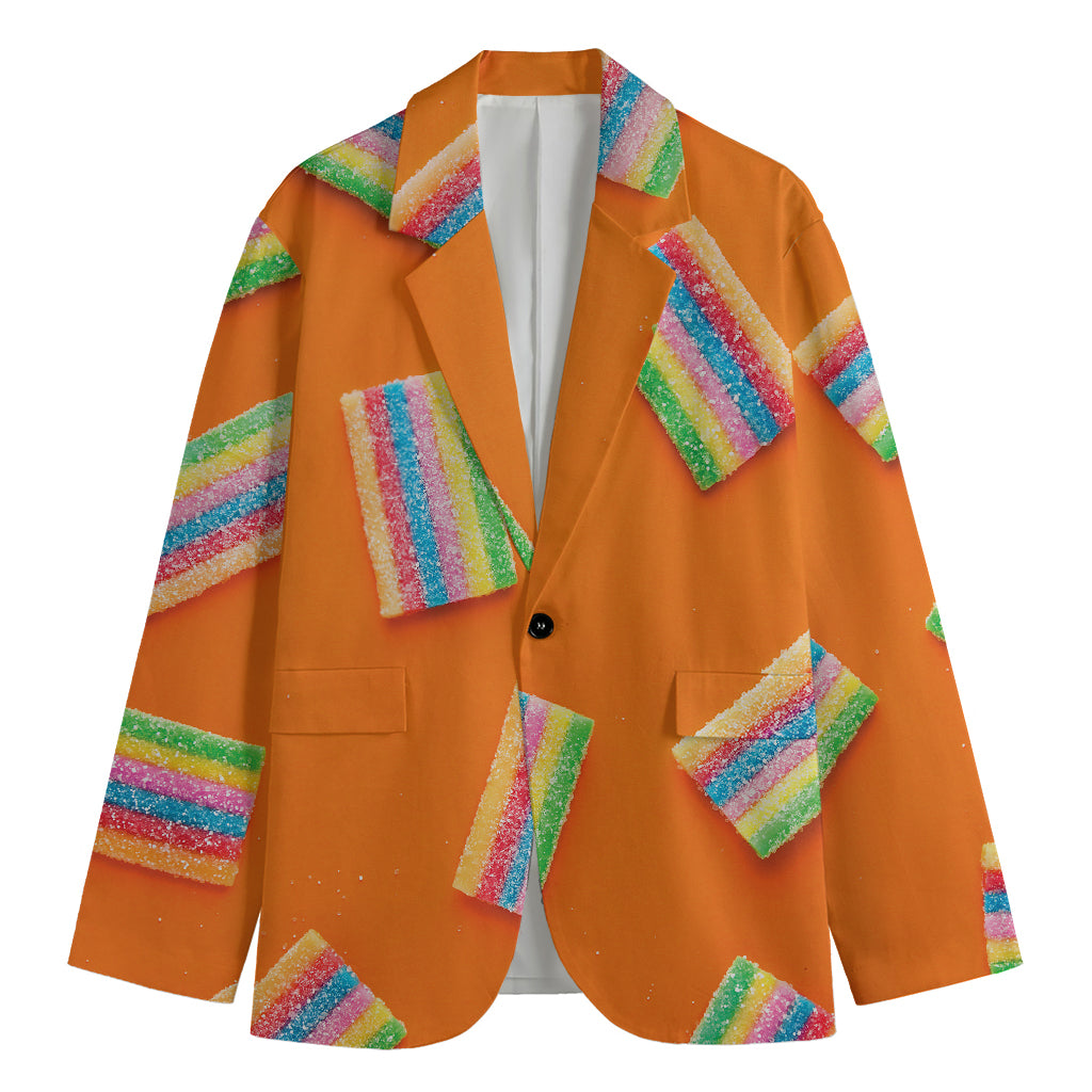 Colorful Gummy Print Men's Cotton Blazer
