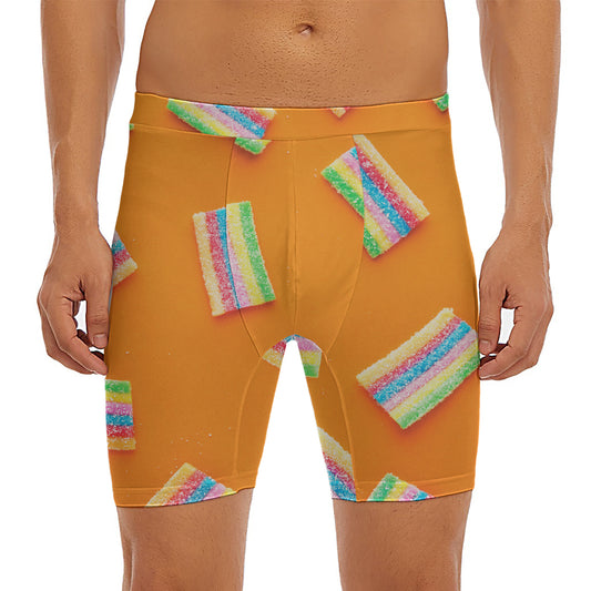 Colorful Gummy Print Men's Long Boxer Briefs