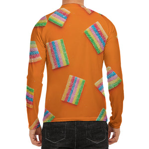 Colorful Gummy Print Men's Long Sleeve Rash Guard