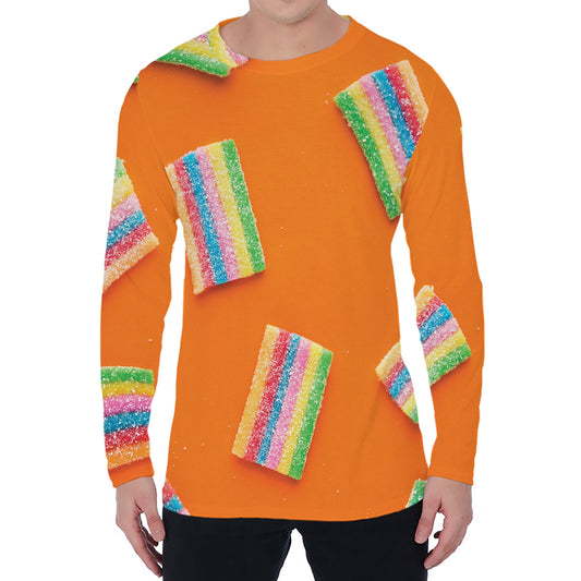 Colorful Gummy Print Men's Long Sleeve T-Shirt