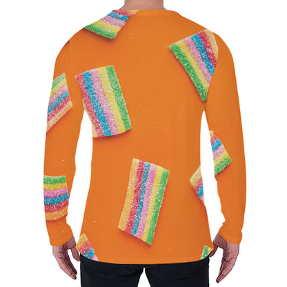 Colorful Gummy Print Men's Long Sleeve T-Shirt