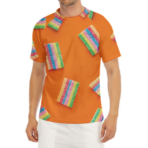 Colorful Gummy Print Men's Short Sleeve Rash Guard