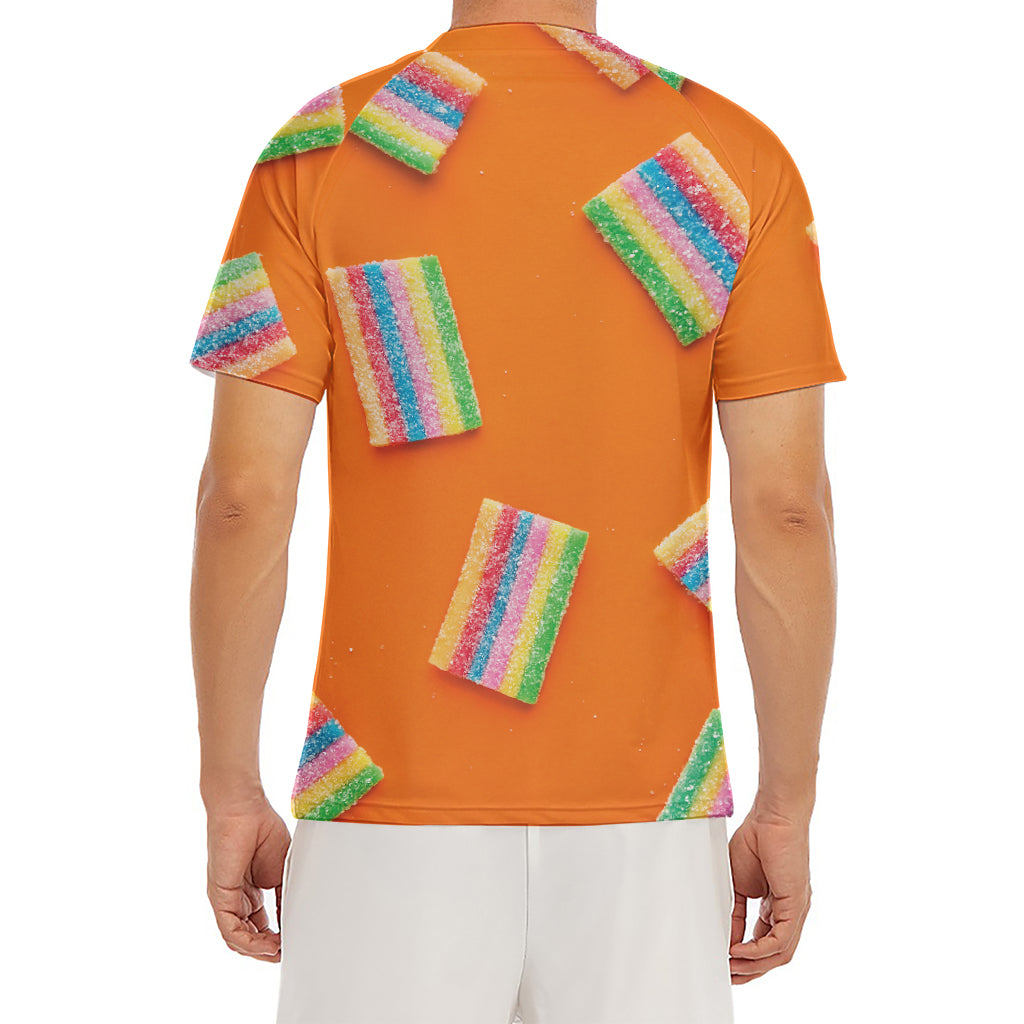 Colorful Gummy Print Men's Short Sleeve Rash Guard